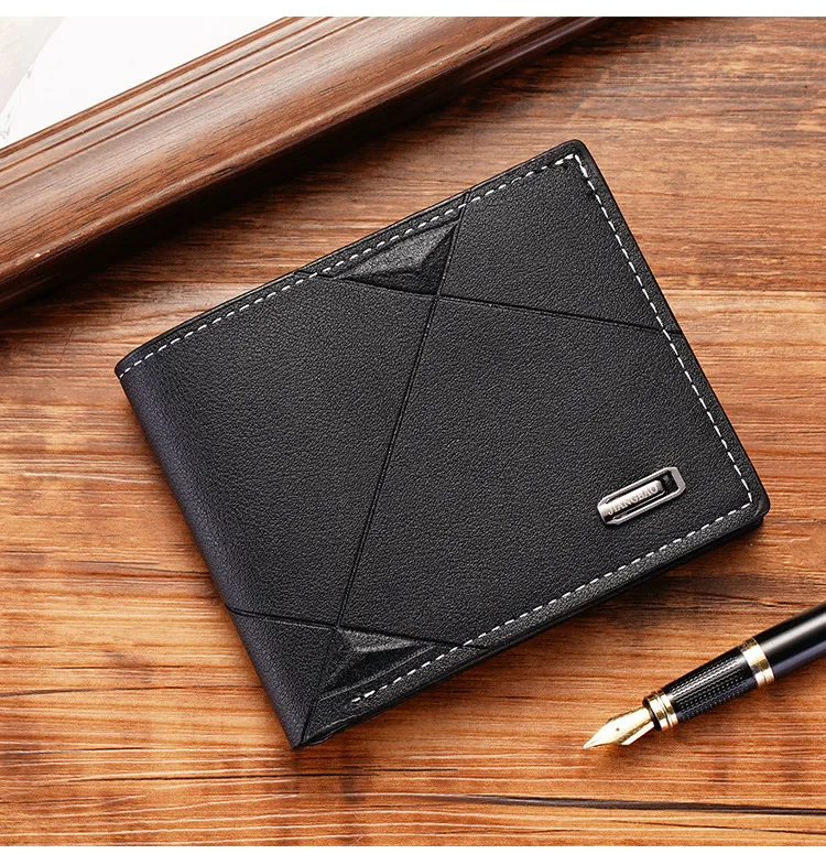 New Men's Wallet Short Multi-card Coin Purse Fashion Casual Wallet Male Youth Thin Three-fold Horizontal Soft Wallet Men PU