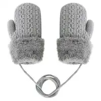 Warm Knitted Gloves Toddler Baby Boys Girls Winter Gloves Mittens with Neck String 1