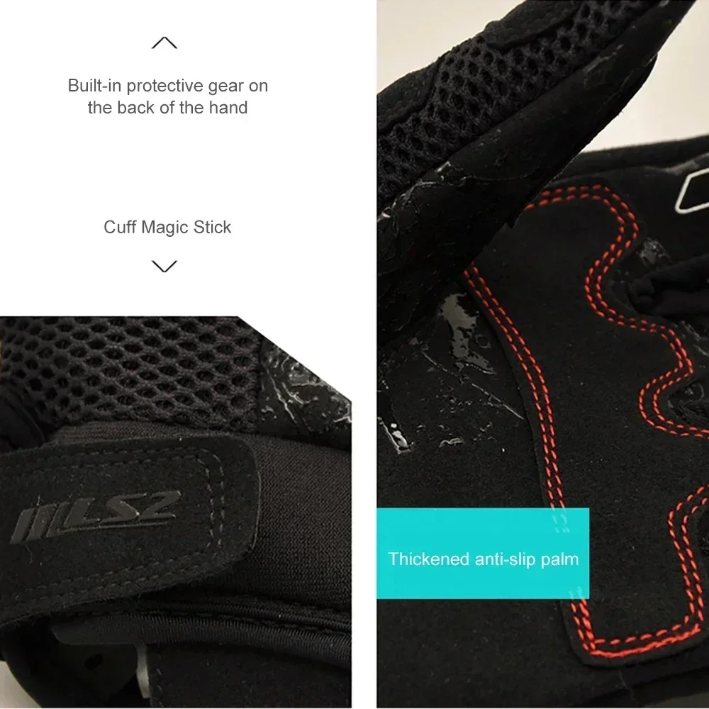 Motorcycle Gloves LS2 Original Summer Mesh Breathable Motorbike Touch Screen Guantes Full Finger Motocross Racing Cycling Gloves