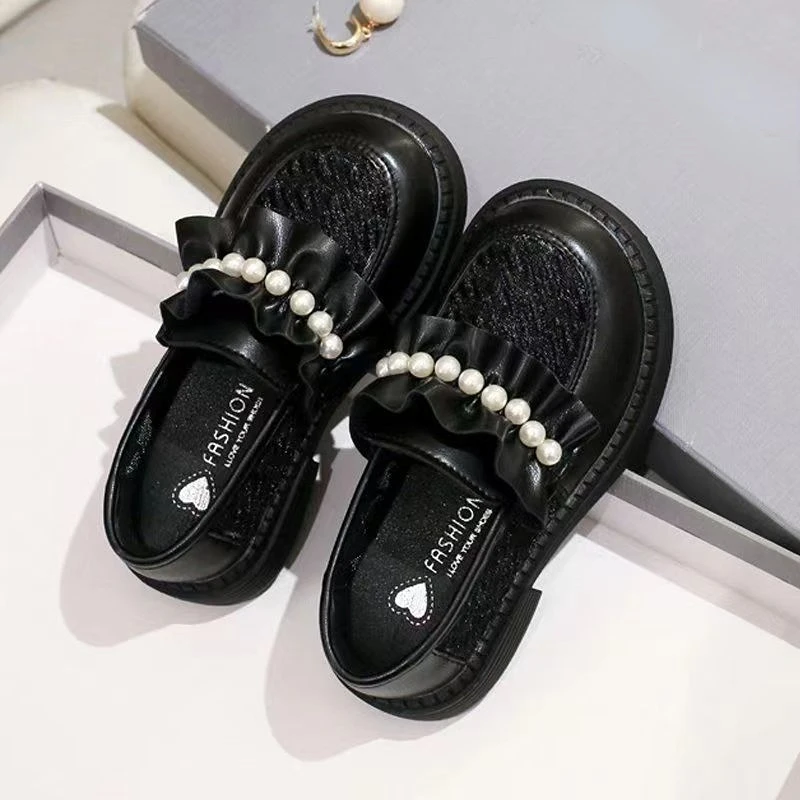 Girls shoes Spring Children Small Leather Shoe Medium To Large Girl Mesh Shoe Anti Slip Princess Dance Single