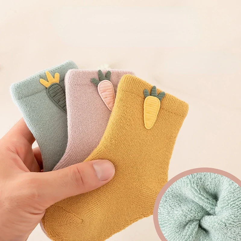 

Baby socks terry winter thickening warm combed cotton cartoon accessories baby socks cute radish newborn socks