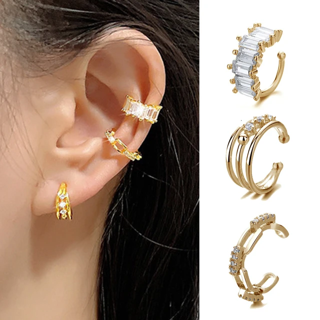 Fashion Three Layer Rhinestone Ear Cuff No Piercing Earrings 2023 Trendy  Shiny Zircon Long Tassels Ear Clip for Women Jewelry - AliExpress