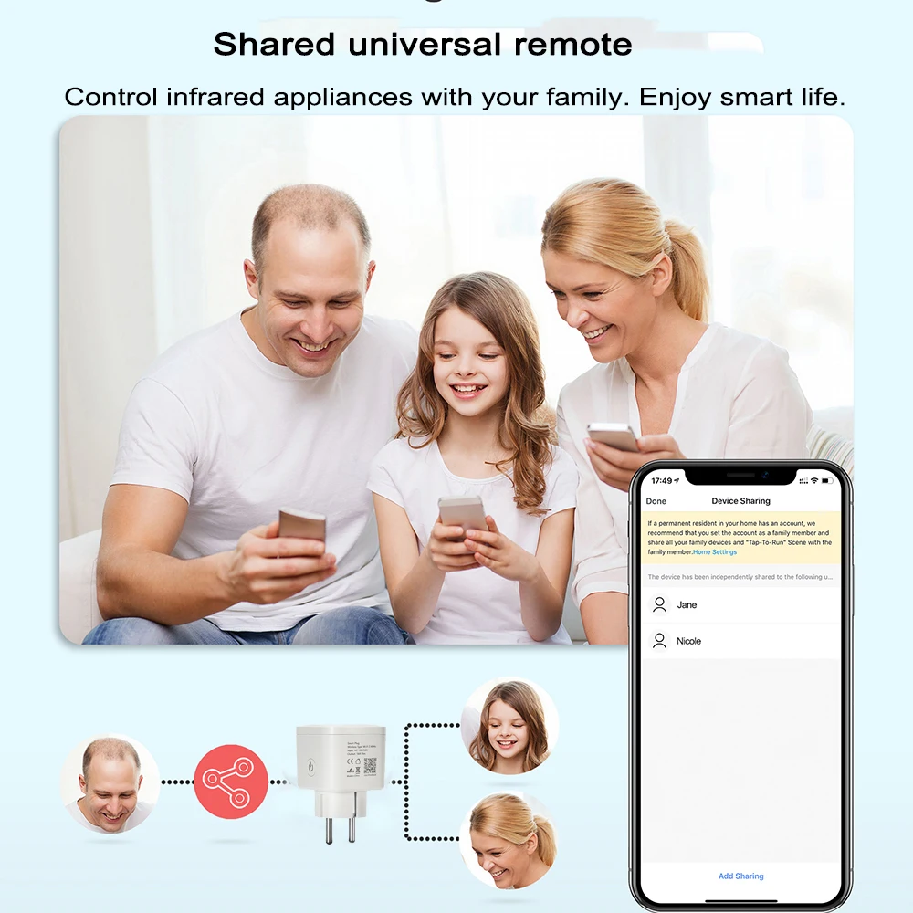 Smart WiFi Plug with Power Monitoring and Remote Control - Compatible with Smart Home Assistants