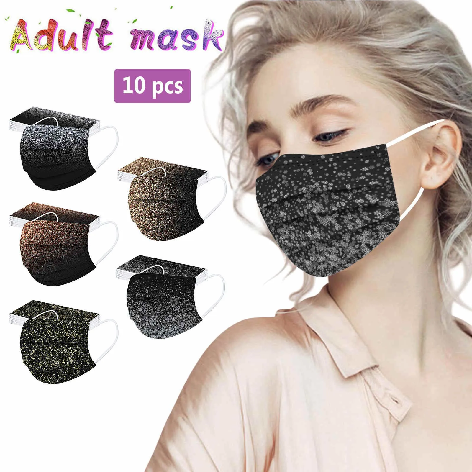 10PCS Adult's Three-layer Protective Dust-proof Disposable Mask Filter For Face Independence Day July 4th Print Mouth-muffle