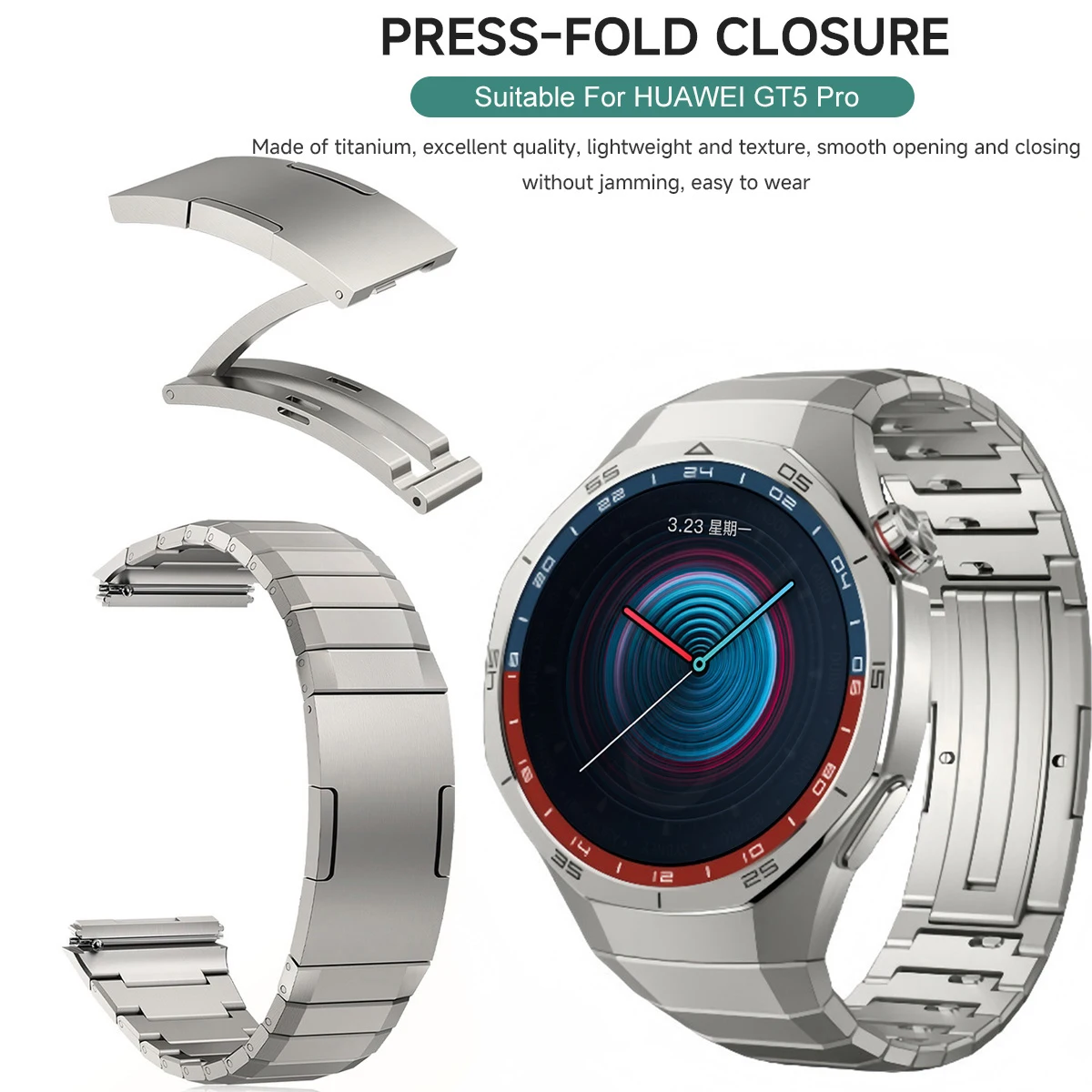 Luxury Titanium Alloy Strap for Huawei Watch GT5 Pro - Premium Metal Bracelet Band