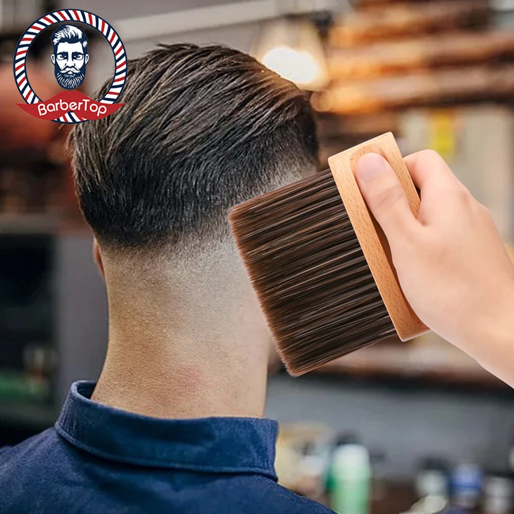 

High Quality Short Wooden Handle Hairdressing Brush Hair Cutting Broken Sweeping Supply Pro Salon Styling Neck Face Duster Tools
