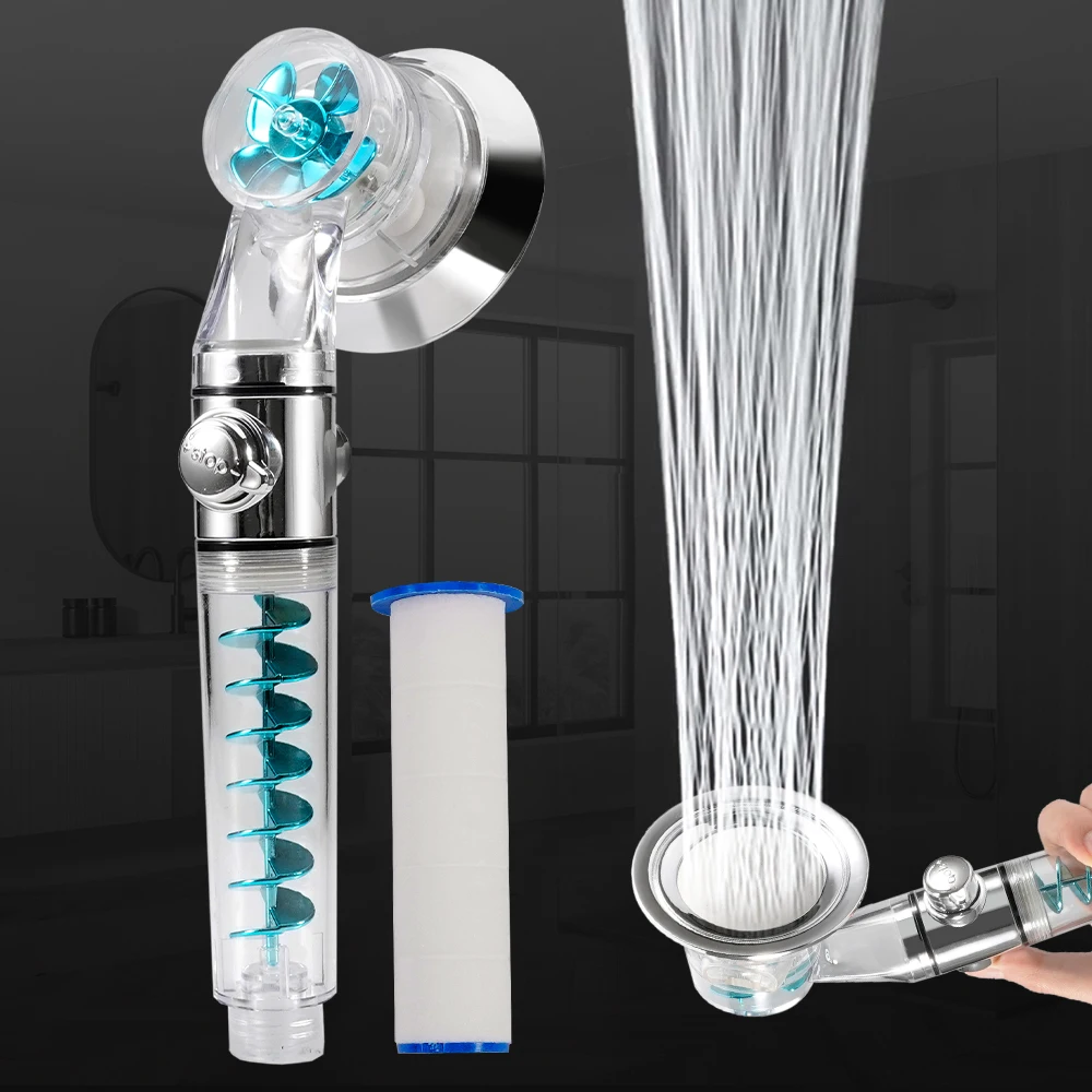 New Upgraded Turbo Propeller Shower Head Water Saving High Preassure