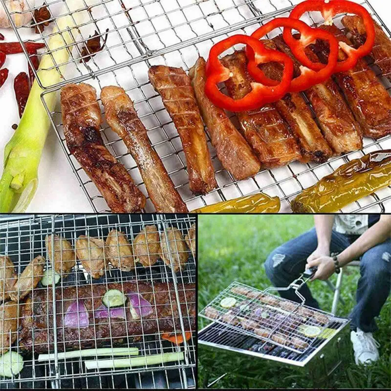 2/5PCS Non-Stick Grilling Basket Grill Mesh Mat Meat Vegetable Steak Picnic Party Barbecue Tool Heat Resistant Grill Sheet Liner