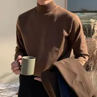 Half Turtleneck Sweater Men's Long-sleeved Korean Solid Color Knit Sweater Underwear Bottoming Shirt Casual Versatile Male 1