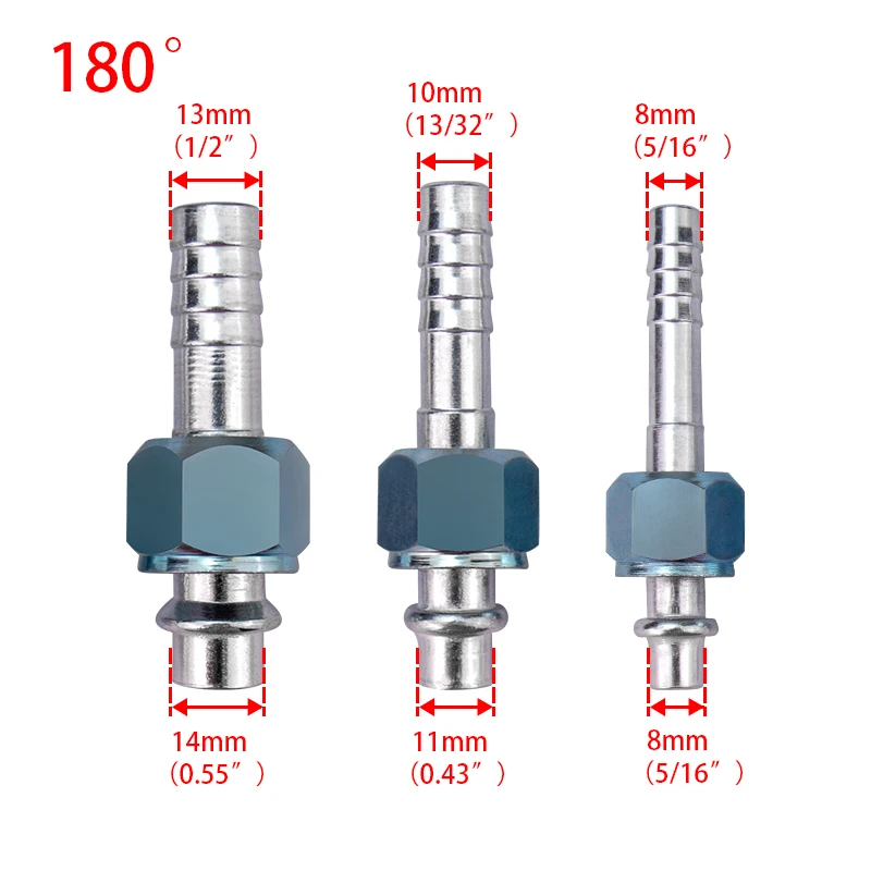  6  8  10개 자동차 에어컨 알루미늄 바브 피팅 180/90/45도 O-링 암나사 5/8-18 3/4-16 7/8-14