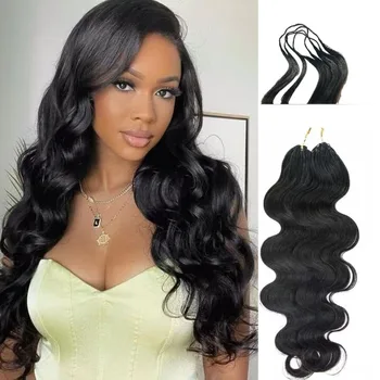 12A Knotless Pre Separated Body Wave Feather Crochet Human Hair 100% Raw Real Hair Extensions For Braiding Twist Feather Line 1
