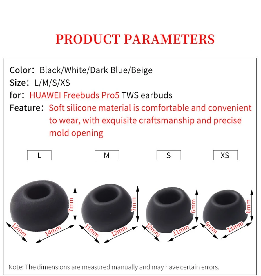 6Pcs Silicone Ear Tips for Freebuds Pro5 True Wireless Earbuds Eartips FREEBUDS Pro 5 TWS Tips headphones Earplugs