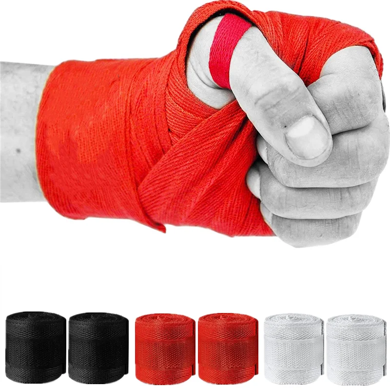 Cotton Boxing Bandages 2 Rolls 2.5M Sports Strap Sanda Gauntlets MMA Hand Gloves Wraps Belt Wraps For Competition