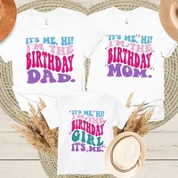 Birthday Shirt Girl 1-12 Years Girl's Party Clothes Its Me Hi Im The Birthday Girl Mom Dad Family Shirts 1