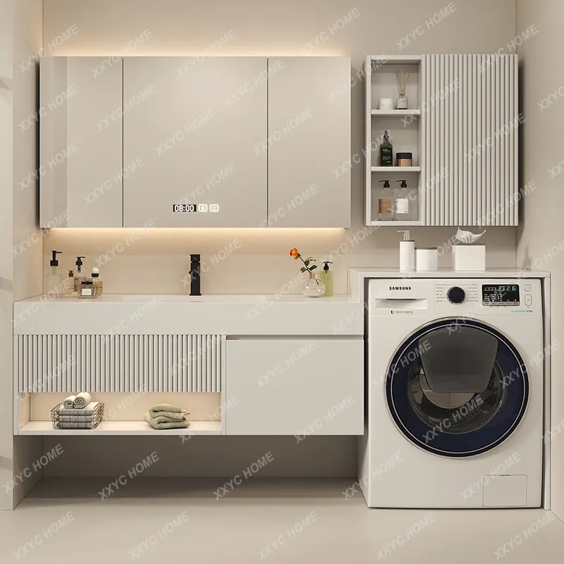 All-in-One Cabinet Combination Stone Plate Bathroom Cabinet Seamless Ceramic Basin Washstand