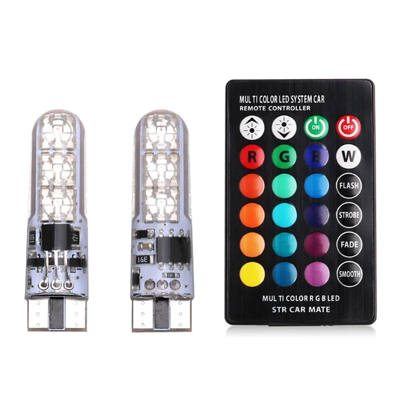 2x T10  W5w 501 ڵ  ̵ Ʈ , 6SMD 5050 RGB LED  (͸ ), Ʈκ ÷   