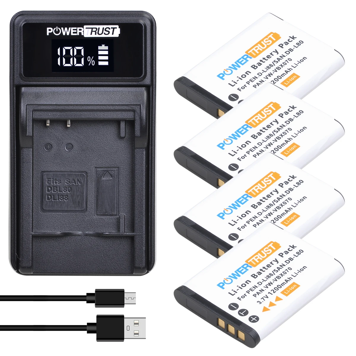 DB-L80 D-LI88 Battery and Charger for Sanyo VPC-CG10 DMX-CG11 VPC-CG100 VPC-CG102 for Pentax P70 H90 W90 WS80 P80