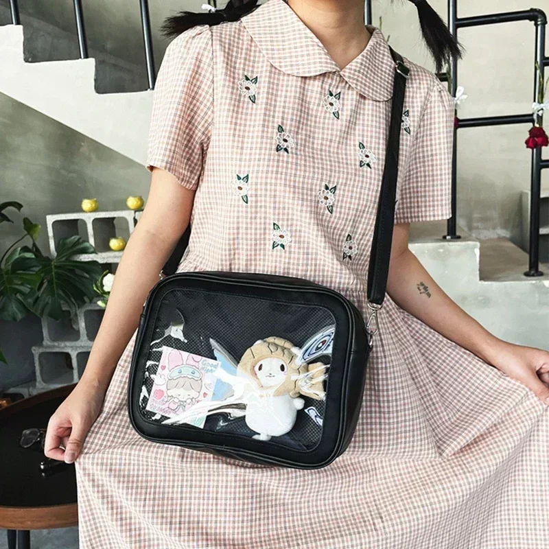 Elegant Women's Sweet Lolita Crossbody Bag - Cute Japanese-Style with Transparent Pocket