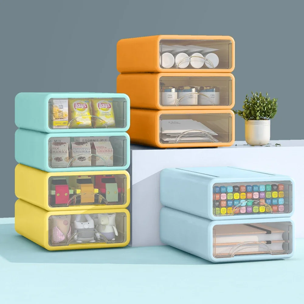 Desktop Storage Box Drawer Style Desk Storage Boxes Home Stationery Sundries Transparent Organizer Office Stackable Containers