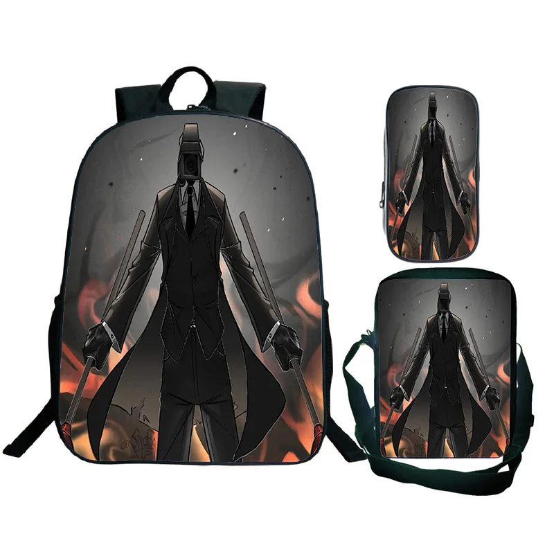

3pcs Skibidi Toilet Backpack Cartoon School Bag For Boys Titan Cameraman Camera Man Tv Man Titans Speakerman Satchel Pencil Case