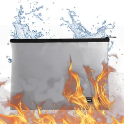 Fireproof Waterproof Security Document and Money Bag (Silver-horizontal)
