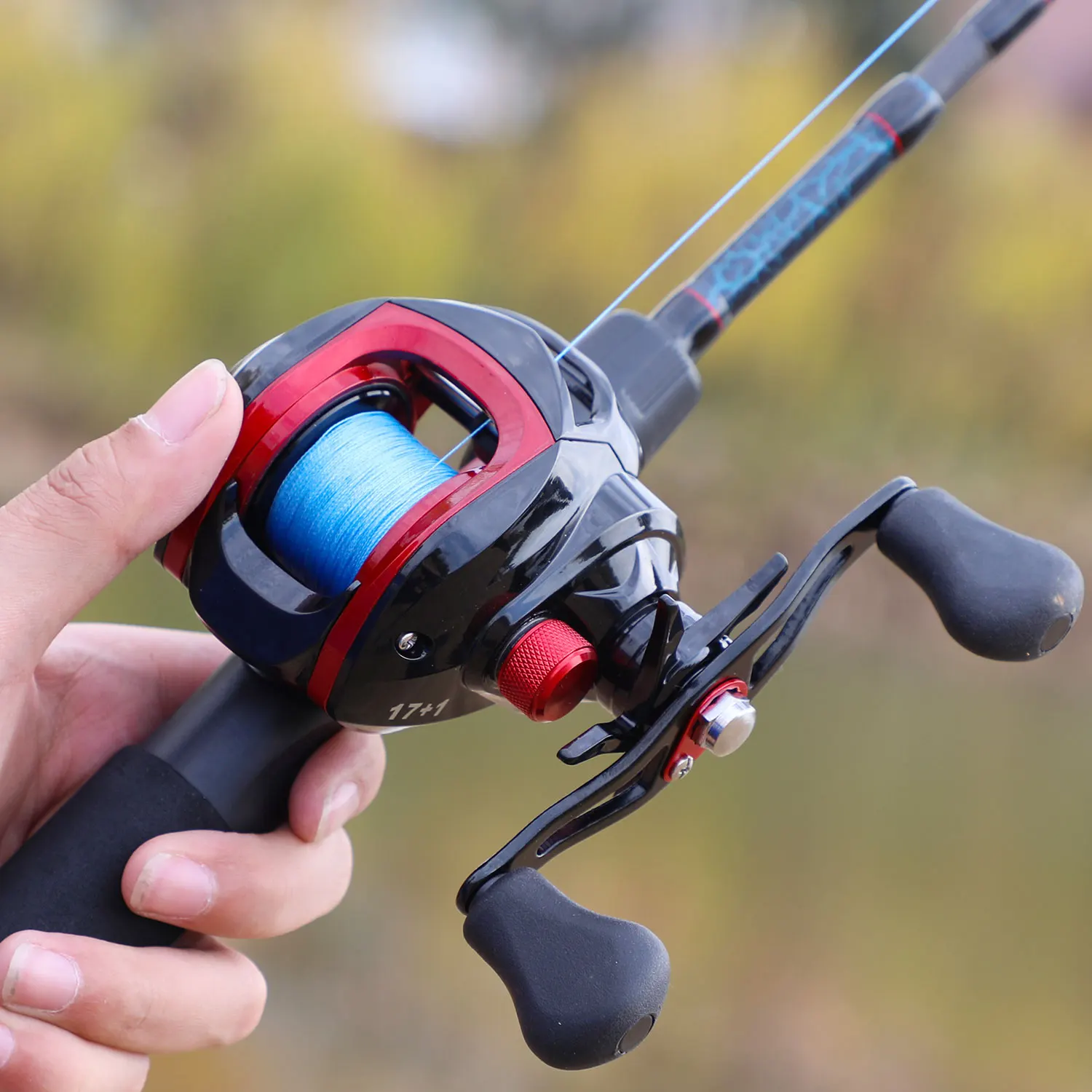 Portable Fishing Rod Baitcasting Reel Set