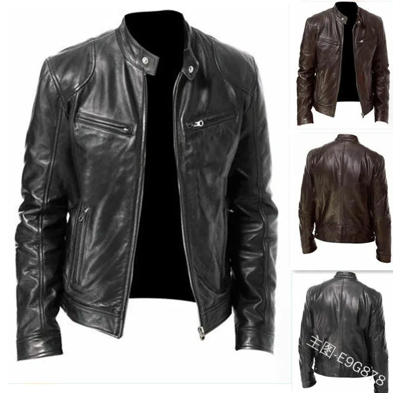 Men's PU Leather Jacket with Warm Fleece Lining | Elegant Coat