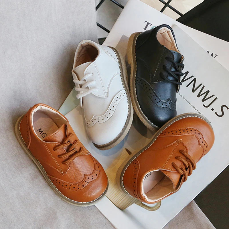 Zapatos de cuero informales para y niñas, zapatillas escolares marrones para bebés de 1, 3, 5, 6 y 7 años, novedad, primavera otoño| | - AliExpress