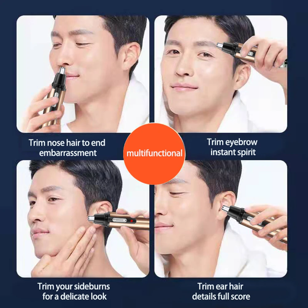 Electric Nose Hair Trimmer Men\'s Nose and Ear Remover USB Rechargeable Automatic Washable Portable Electric Shaving Tools 1PCS