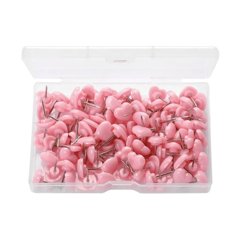 Map Heart Push Pins 100 Pcs for World Maps Cork Boards