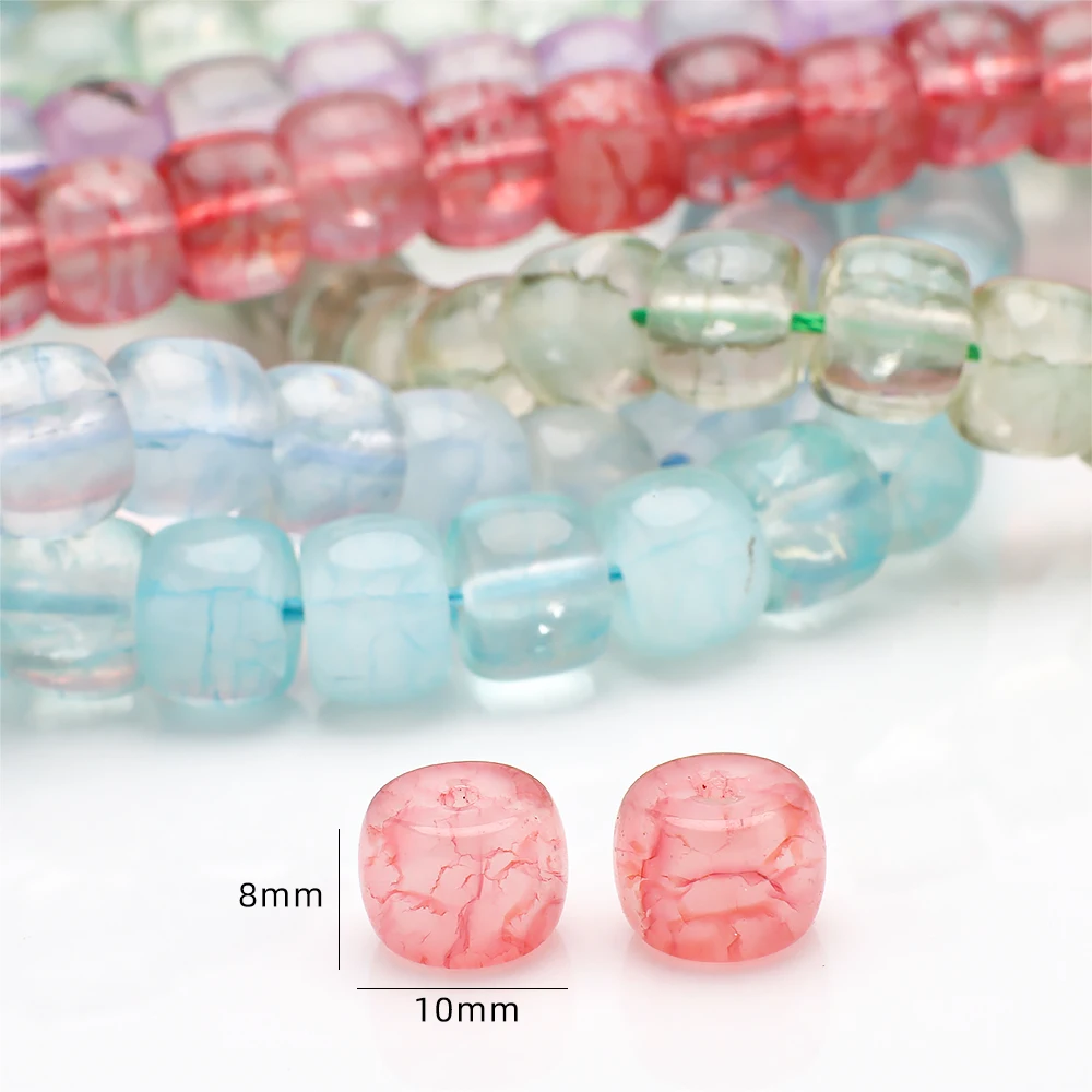 45개/세트 8x10mm 크리스탈 유리 원통형 비즈, 쥬얼리 제작 용품 DIY 목걸이 팔찌 의류용