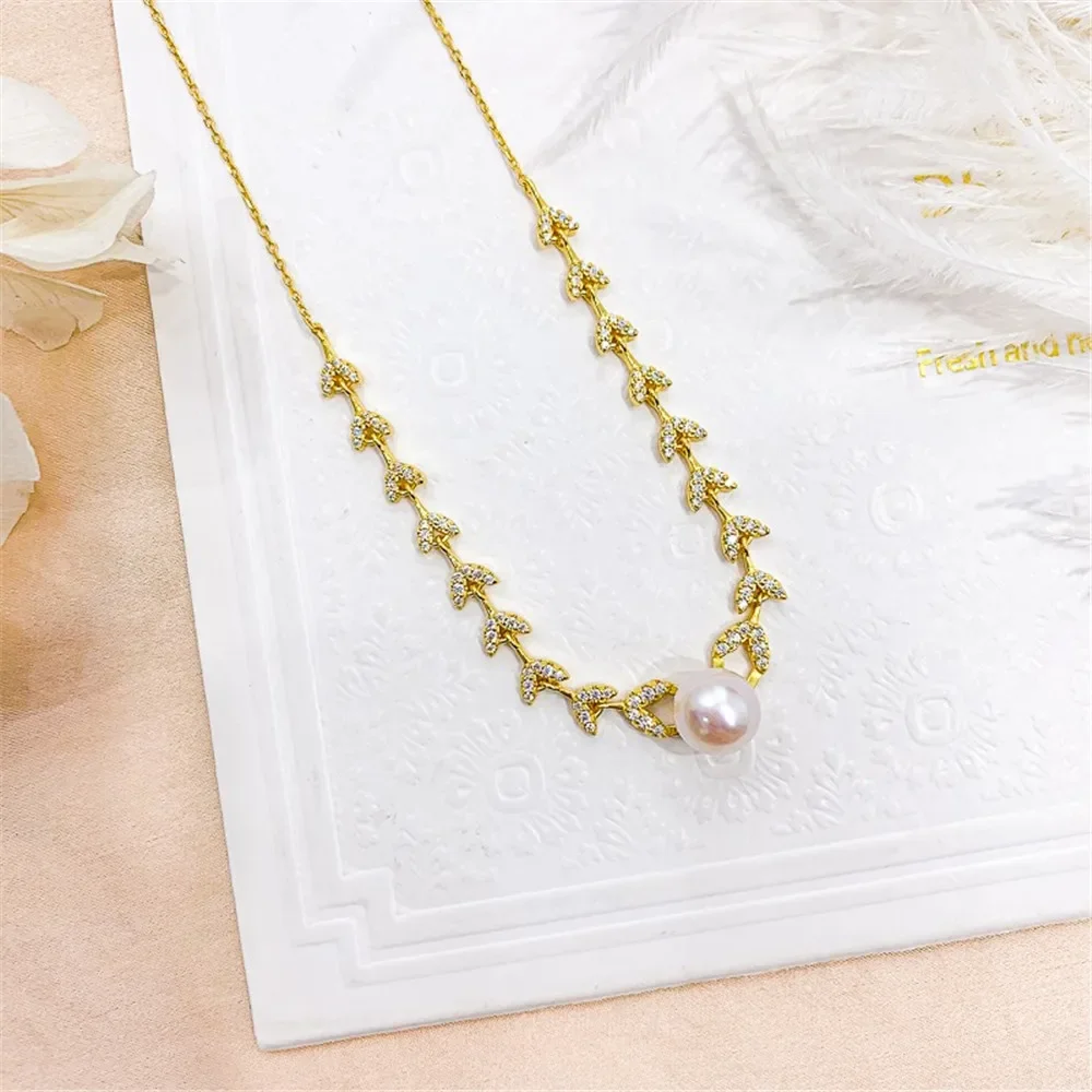 

Жемчужные аксессуары «сделай сам», цепочка из стерлингового серебра 925 пробы, пустой Модный кулон с серебряной цепочкой, подходит для круглых плоских бусин 7-9 мм.