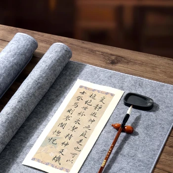 Tappetino in Feltro Spesso per Calligrafia Cinese, Carta per Disegno, Tappetino da Scrivania per Scrittura e Disegno Tradizionale, Grigio