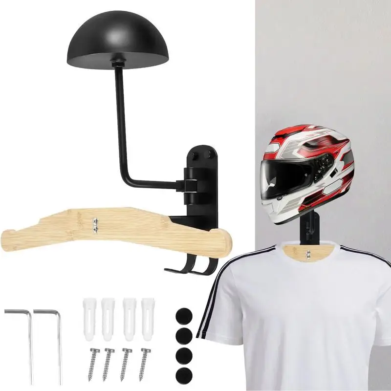

Wall Mount Helmets Display Holder Motorcycle Helmet Rack 180 Degree Keys Jacket Hanger Living Room Accessories for Hats Gloves