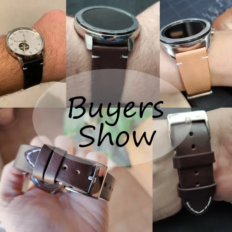 Bracelet en cuir véritable marron pour votre Samsung Galaxy Watch 46mm
