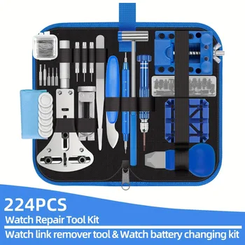 Kit di Riparazione Orologi Professionale, Set di Strumenti per Sostituzione Batteria e Barrette a Molla, 224 Pezzi