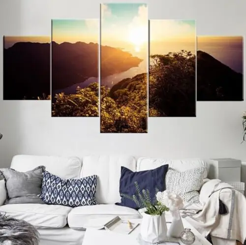 

5Pcs Hilltop Sunrise Pictures Paintings Wall Art HD Print Home Decor 5 Pieces Poster No Framed Modern Canvas 5 Panel Room Decor
