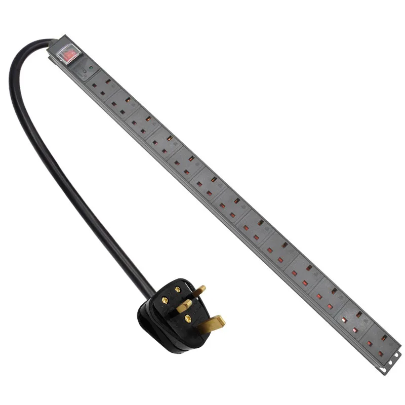 

PDU Power Strip Network Cabinet Rack 13A/16A Aluminum Alloy 13 Way Outlet Break Switch 2m Extension Cord Lightning protection