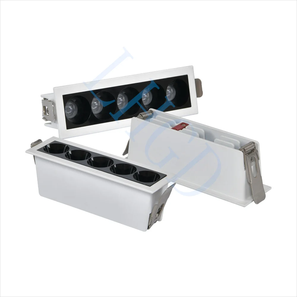 선형 그릴 조명 조도 조절 AC85-265V COB 스포트라이트, 24 ° 오목한 스트립 다운라이트, 실내 천장 벽 세척 조명 램프, 3W-45W