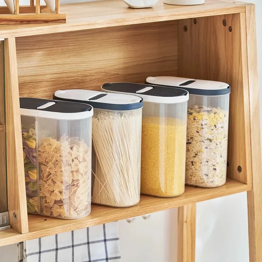 New Plastic Storage Container Pasta Rice Dispenser Cereals Organizer Boxes Cabinet Fridge Storage Jars Home Kitchen Accessories