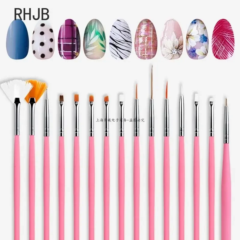 New 2025 Multiple nail art nail brush Design Tip Drawing Carving Dotting Nail Pen Builder Flat Liner Acrylic Gel Polish Manicure 6