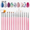New 2025 Multiple nail art nail brush Design Tip Drawing Carving Dotting Nail Pen Builder Flat Liner Acrylic Gel Polish Manicure 6