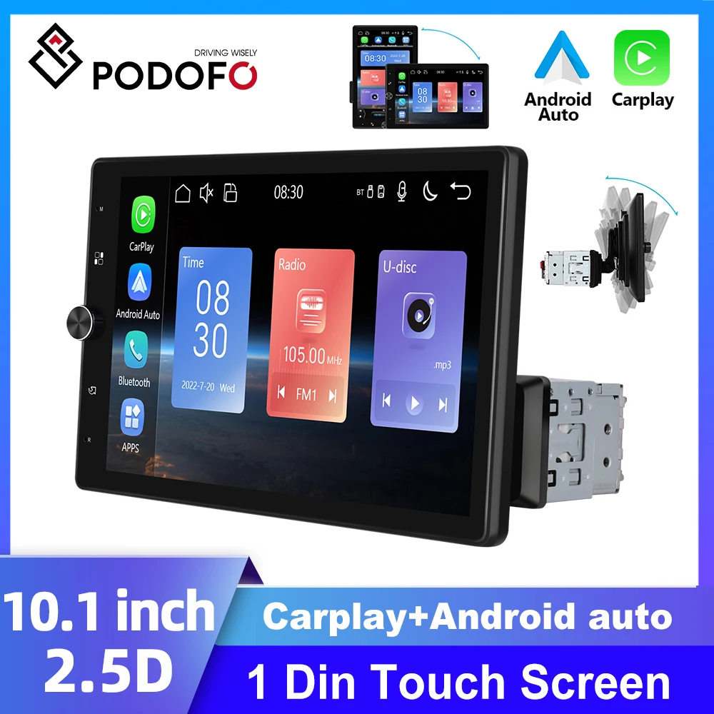 

Автомобильный стерео-радиоприемник Podofo, 10,4 дюйма, HD, Carplay, Android, авто, ии, голос, Bluetooth, EQ, FM-радио, USB, Mirror Link, автомобильный мультимедийный плеер