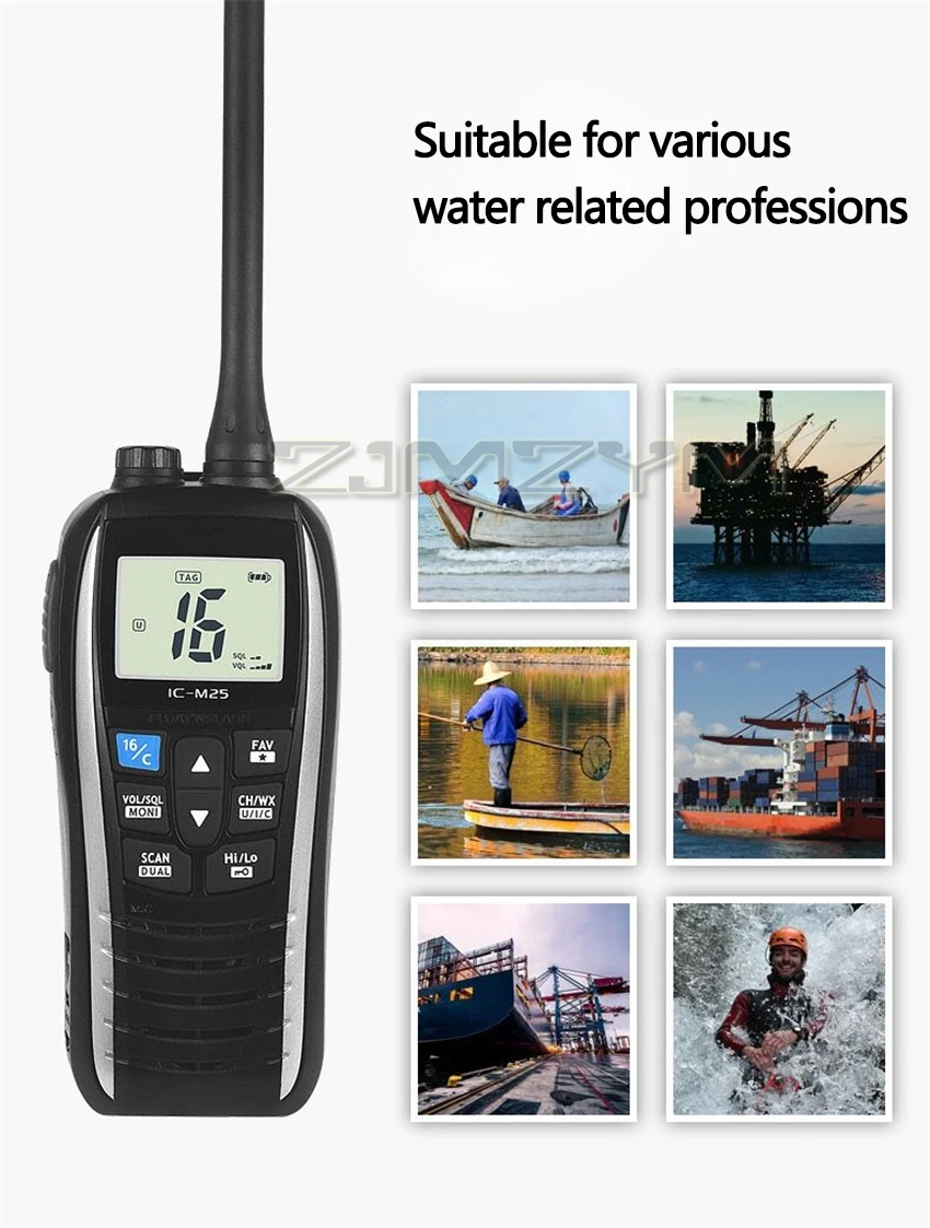 IC-M25 Maritime Interphone IPX7 Walkie-talkie Impermeavel Battery Capacity 1500mAh Standby 1-5 days Call distance 2-15KM