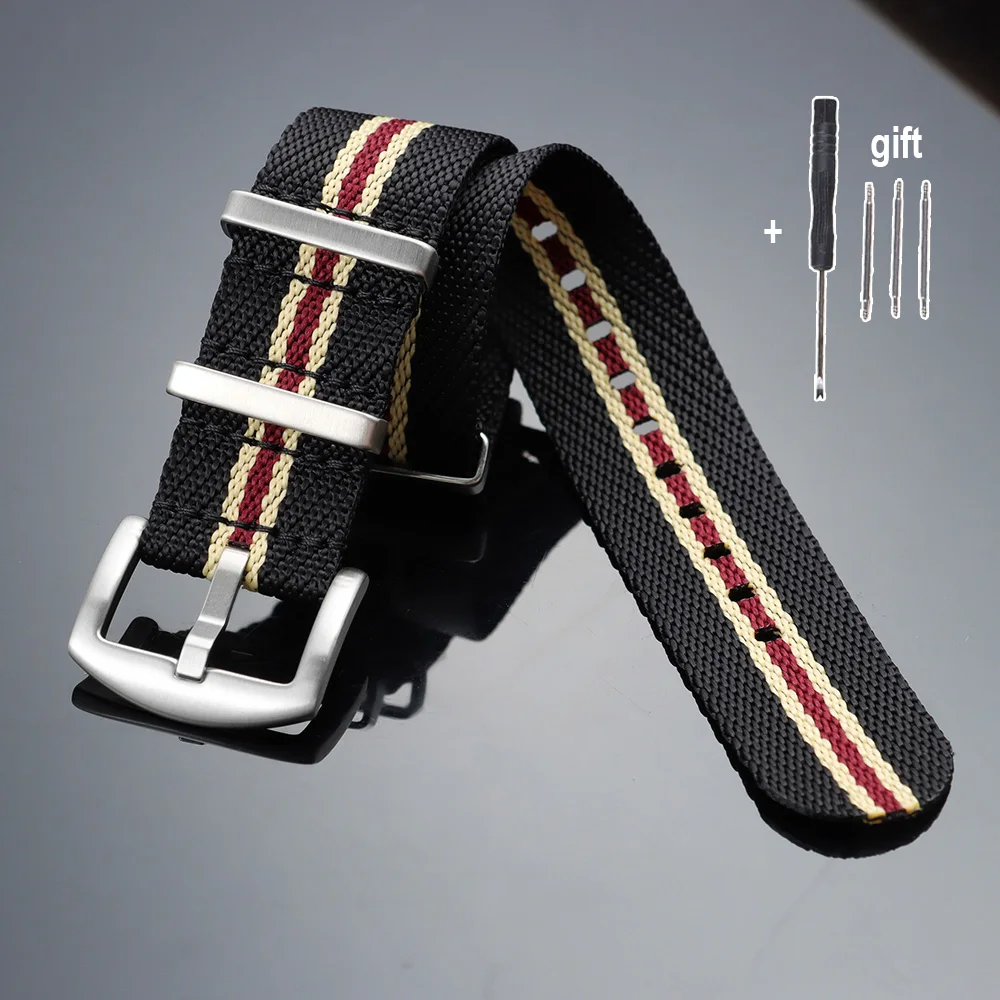 Enhanced Premium Ribbed Nylon Watch Band - Army Green Sport Fabric Bracelet