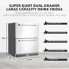 24" Outdoor Drawer Fridge, Counter Double Drawer Beverage Refrigerator, 5.2 Cu.Ft. Weather Proof Stainless Steel Built-in Fridge 6