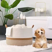 Large Blanket Basket,Woven Baskets for storage Baby Laundry Hamper, Cotton Rope Blanket Basket for Living Room, Laundry 3