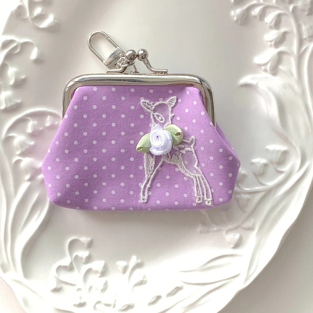 Charming Vintage-Inspired Y2K Lace Coin Purse with Rose Details and Hanging Pendant