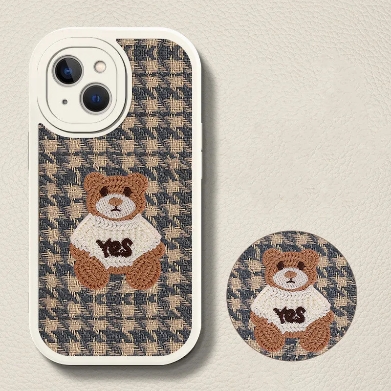Sweater bear iPhone 14 case iPhone 13 pro 12 11 xs max fall/winter women's all-inclusive soft anti-fall coque iphone 13