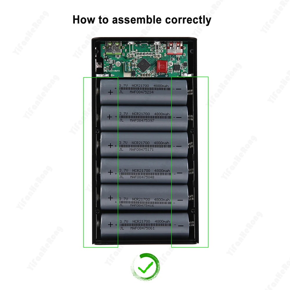 용접 없는 6*21700 배터리 보관함 듀얼 USB 보조배터리 케이스 DIY 케이스 배터리 홀더 박스 PD QC3.0 고속 충전